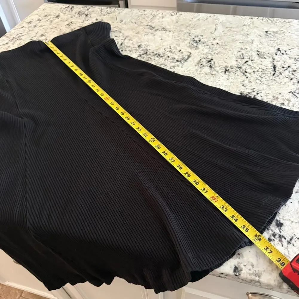Mara Hoffman Meda Black Rib Knit Midi Skirt XL